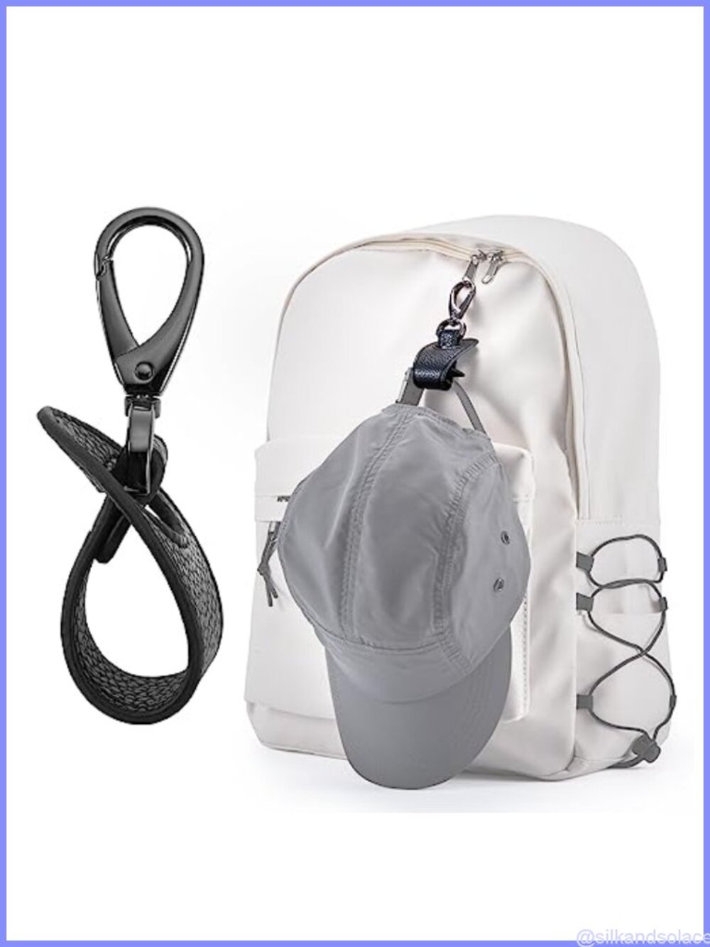 Faux Leather Hat Clip Travel Bag Backpack Hands-Free Holder